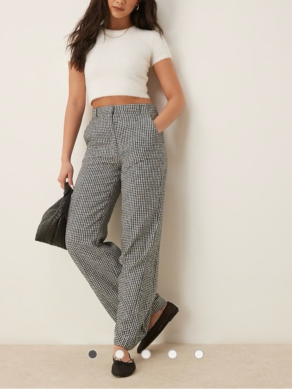 Abercrombie & Fitch Gingham High Rise Linen Blend Wide Leg Pants Size 16R
